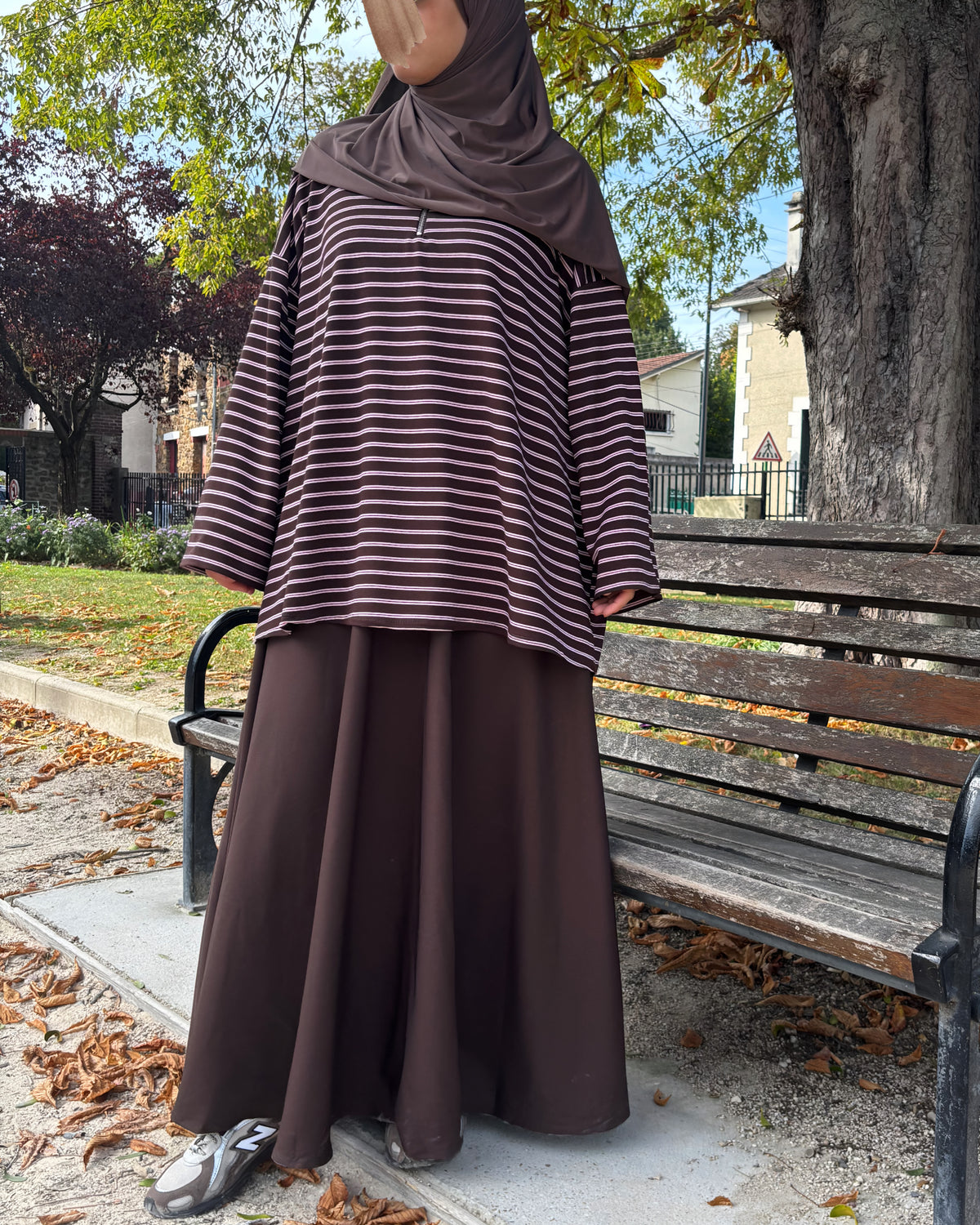 Polo long zippé Chocolat Rosé