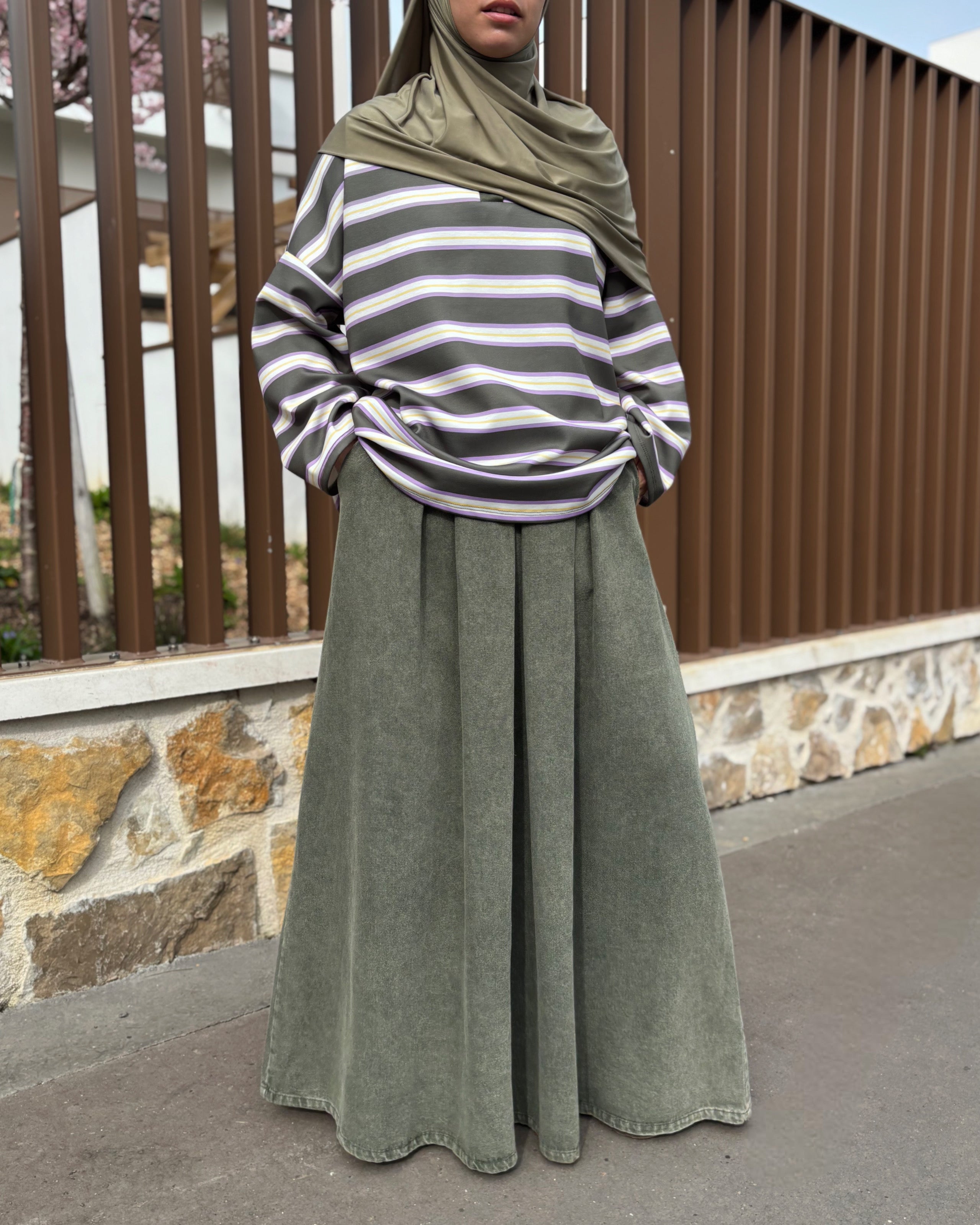 Polo manches longues rayé – Coupe oversize