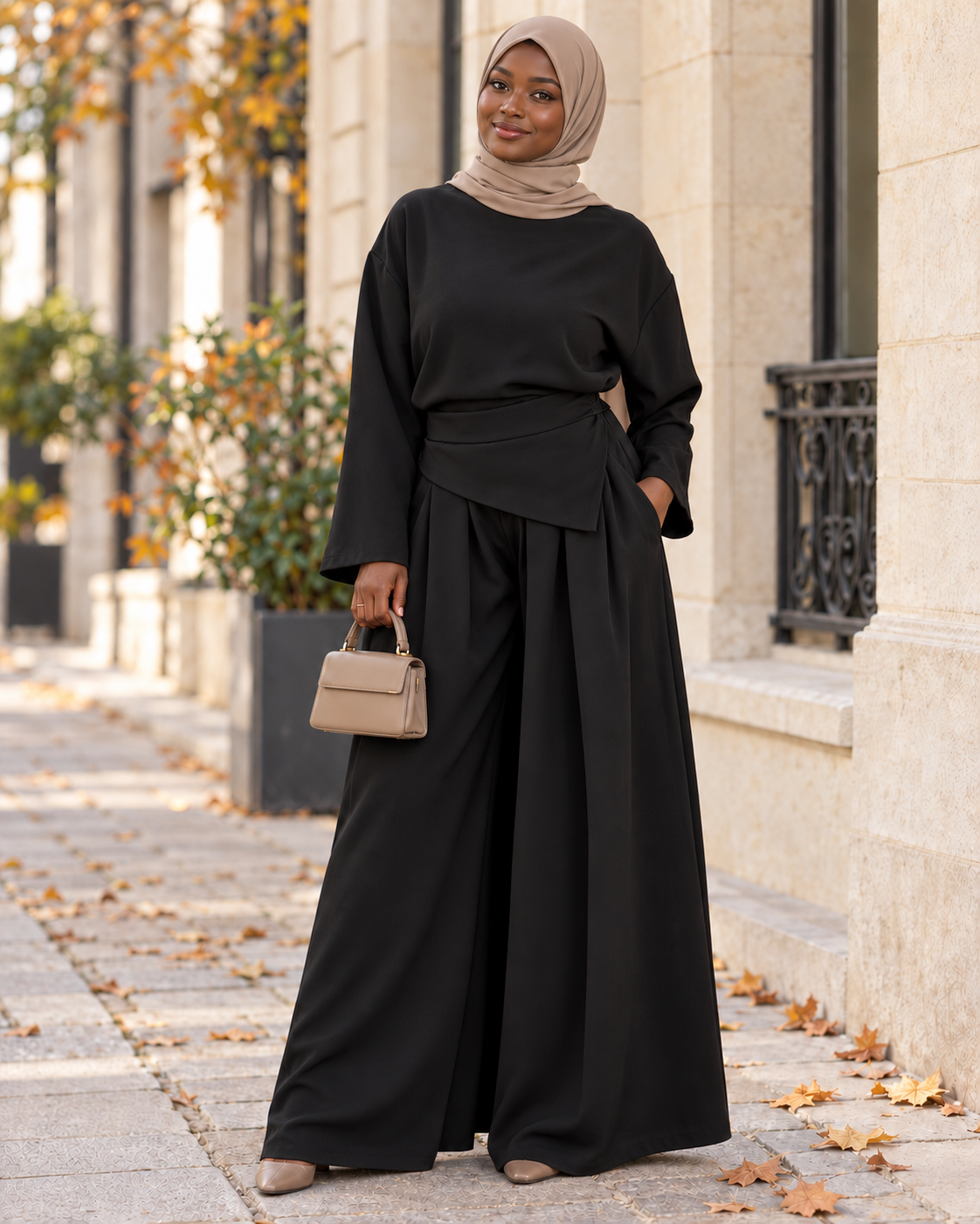 Ensemble Modest Tunique & Pantalon Wide Leg – Layering