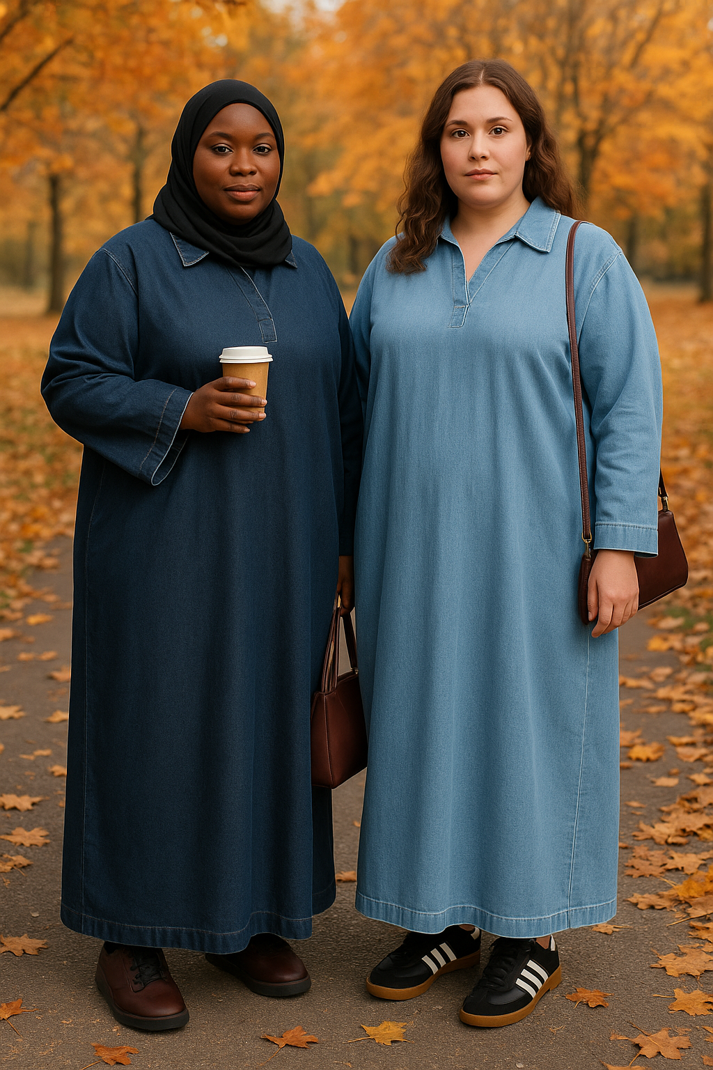 Abaya Denim Grande Taille 100% Coton – Élégante &amp; Moderne | Modest Fashion Curve