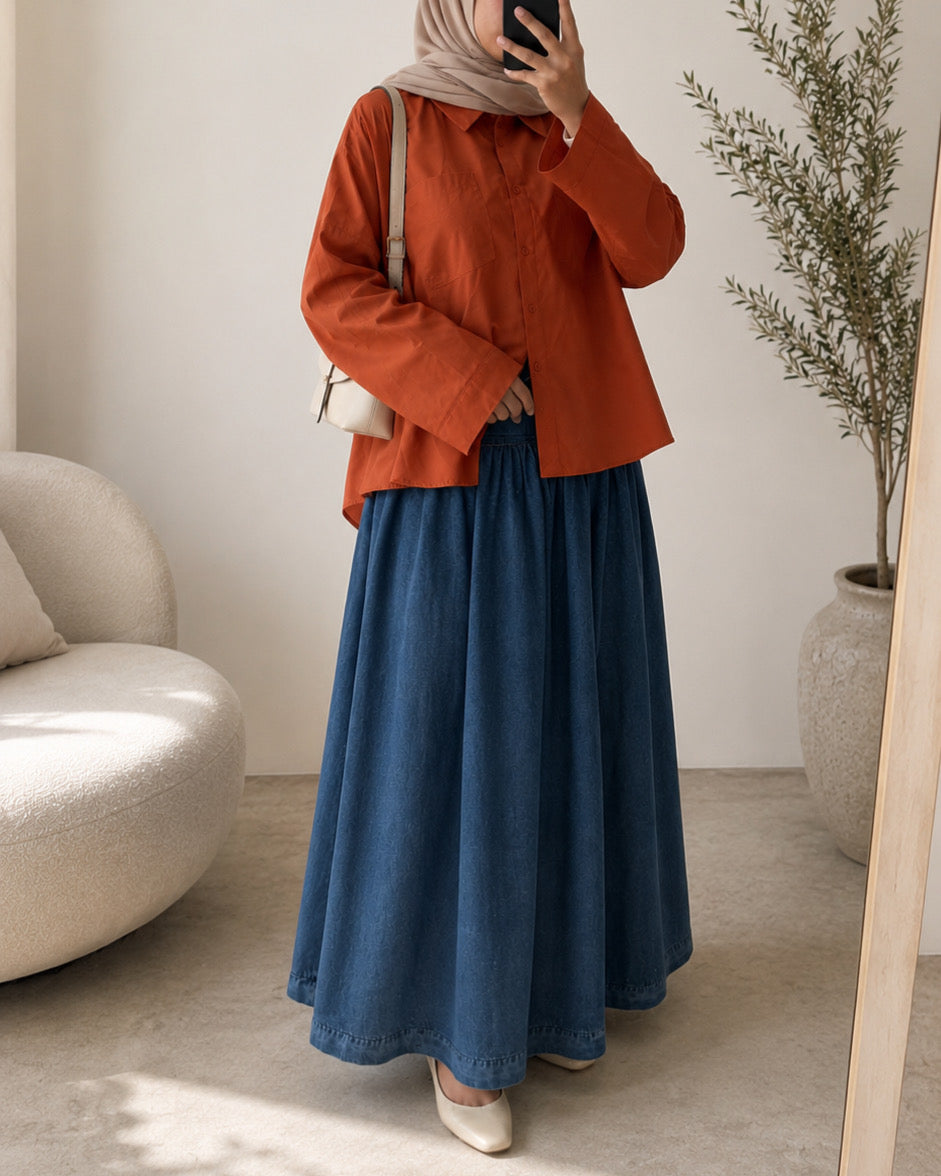 Jupe longue en jean 100% coton – Coupe large