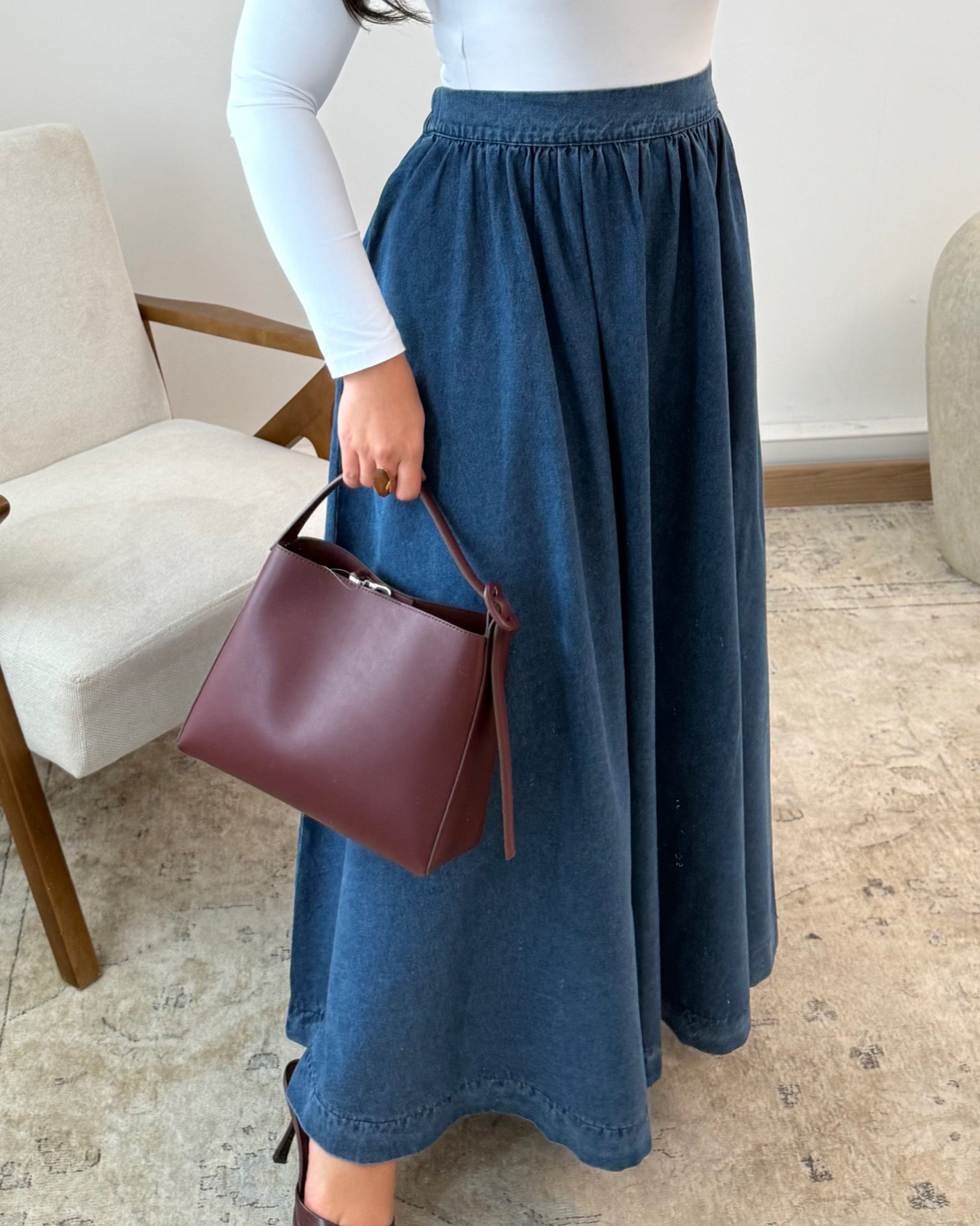 Jupe longue en jean 100% coton – Coupe large