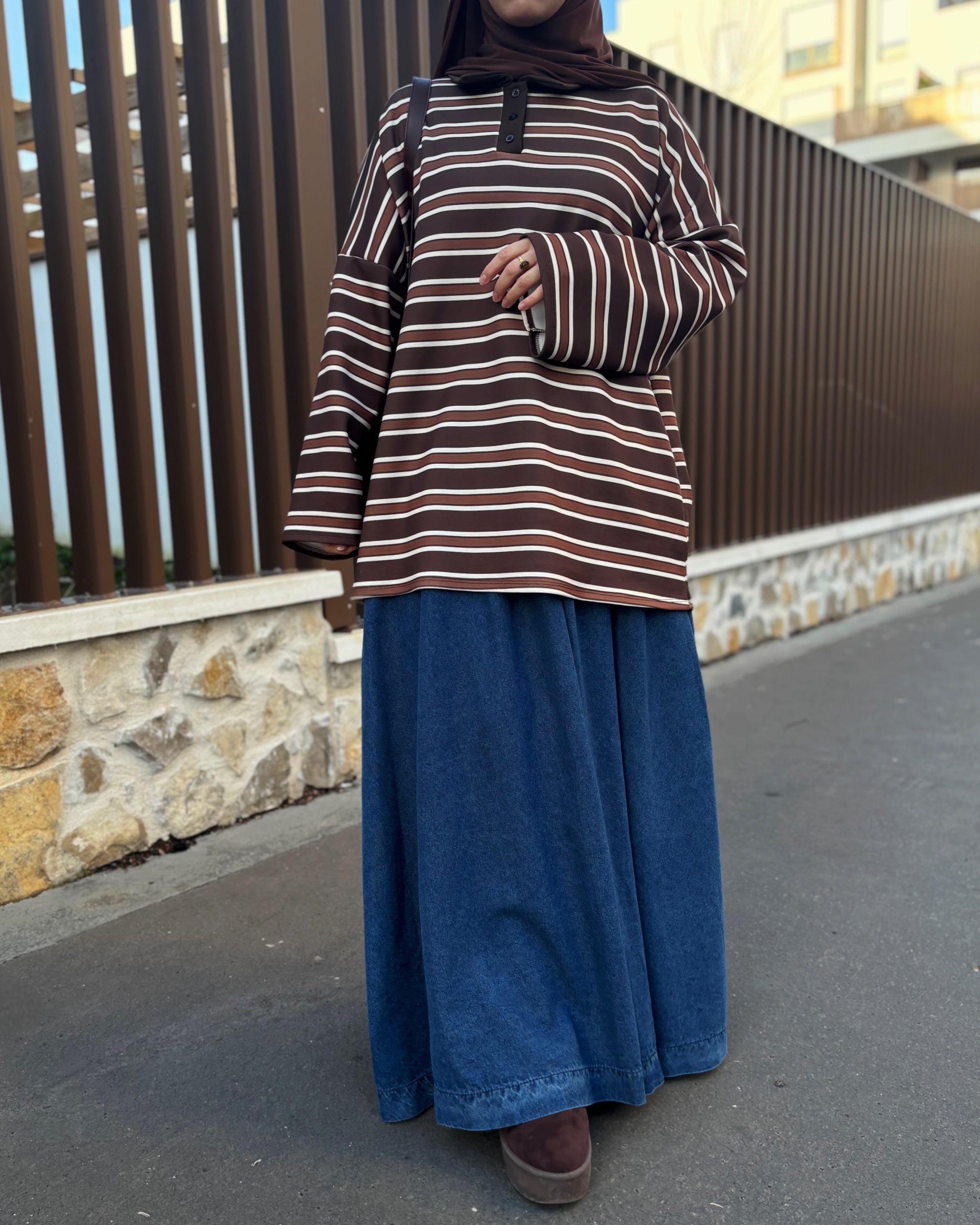 Jupe longue en jean 100% coton – Coupe large