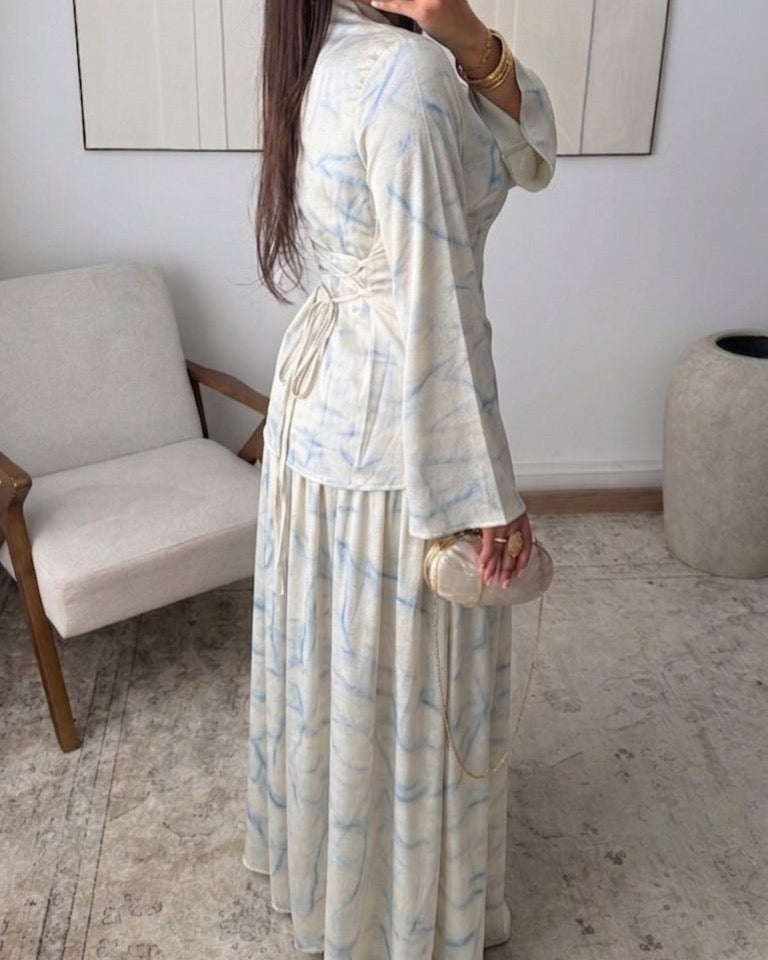 Ensemble Modest Fashion Femme Musulmane – Tunique Évasée & Jupe Longue Fluide