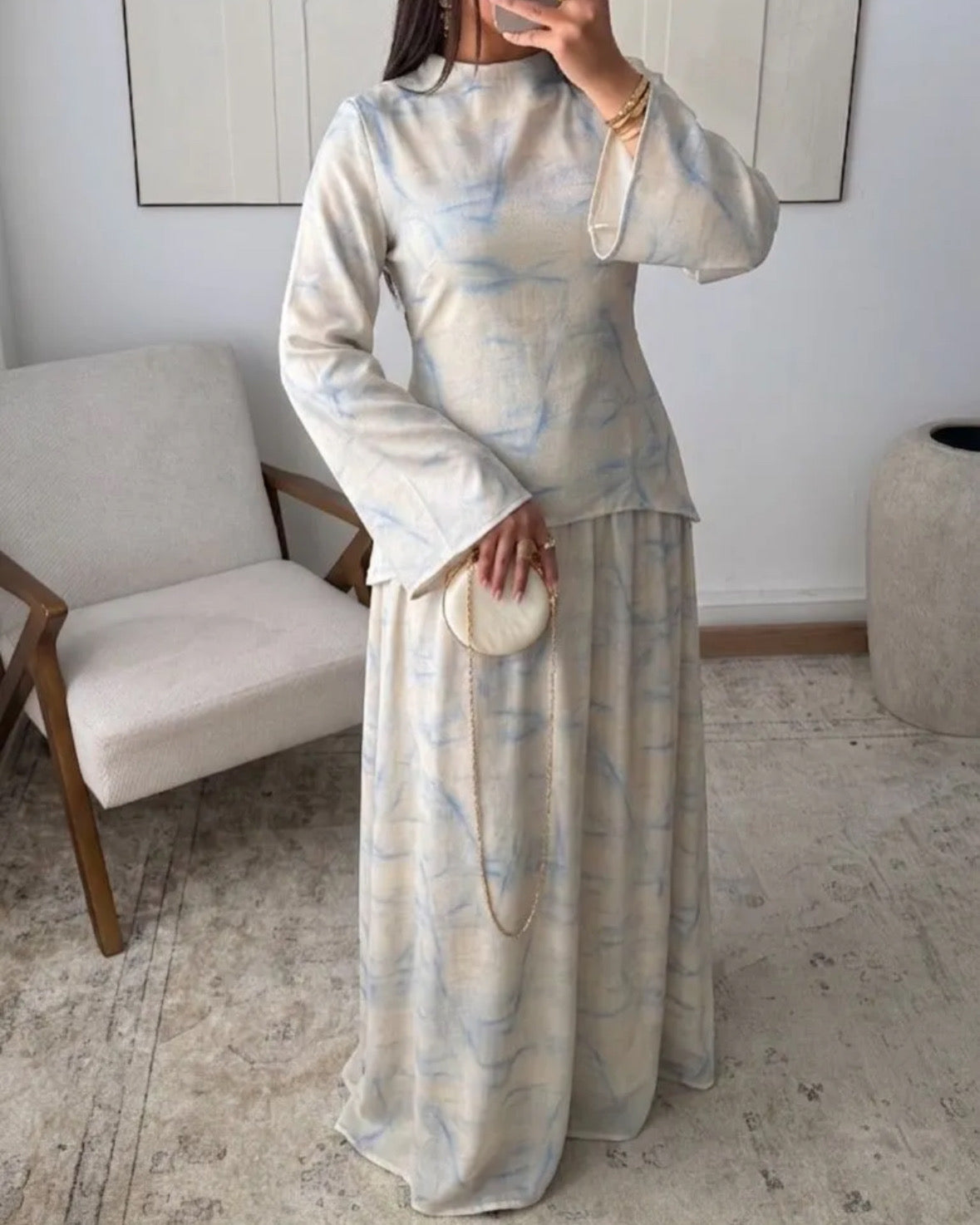 Ensemble Modest Fashion Femme Musulmane – Tunique Évasée & Jupe Longue Fluide