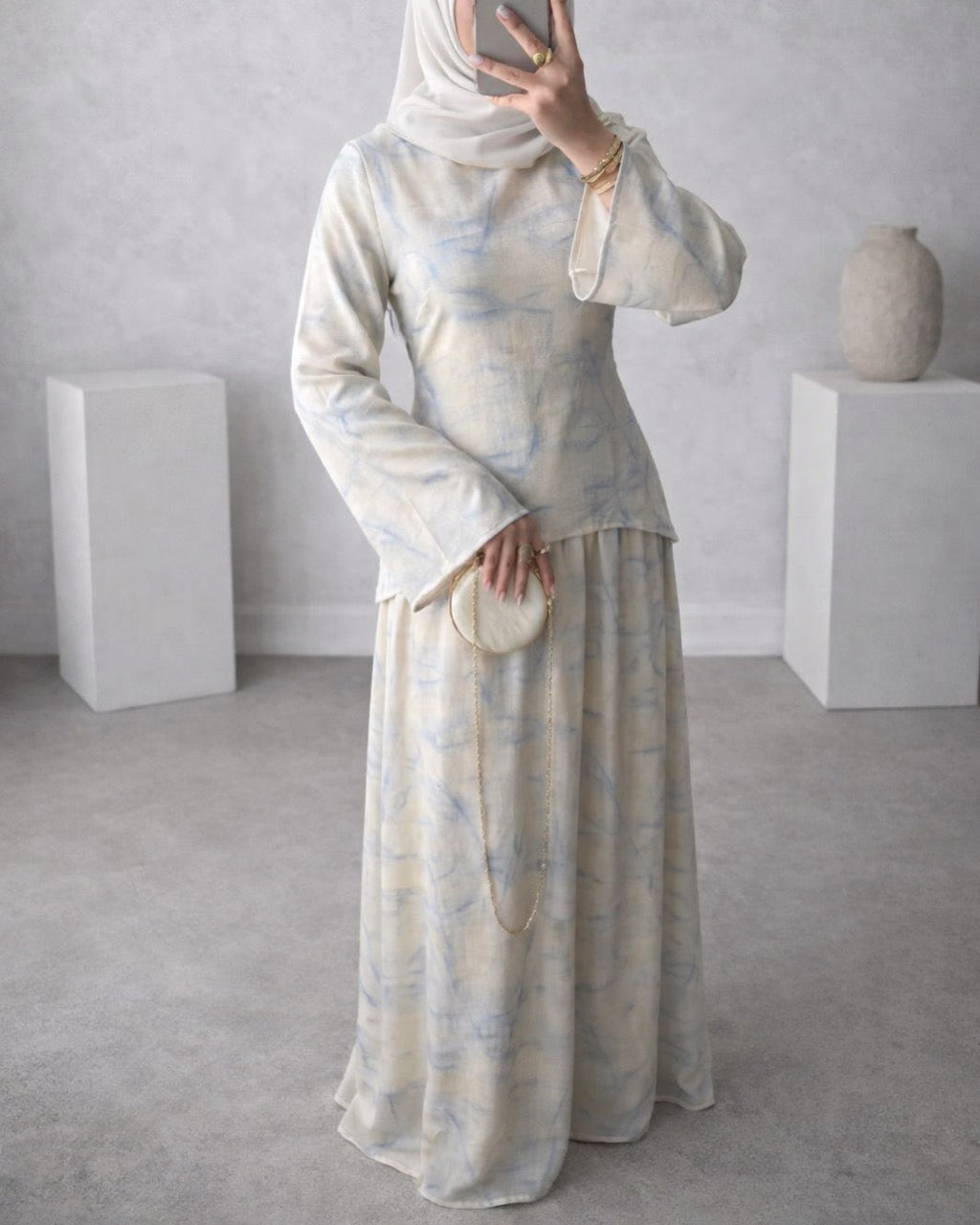 Ensemble Modest Fashion Femme Musulmane – Tunique Évasée & Jupe Longue Fluide
