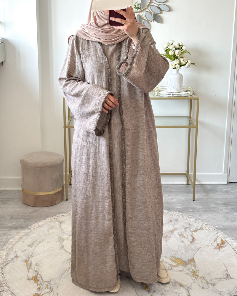 Ensemble Modeste Effet Lin – Kimono et Robe Débardeur