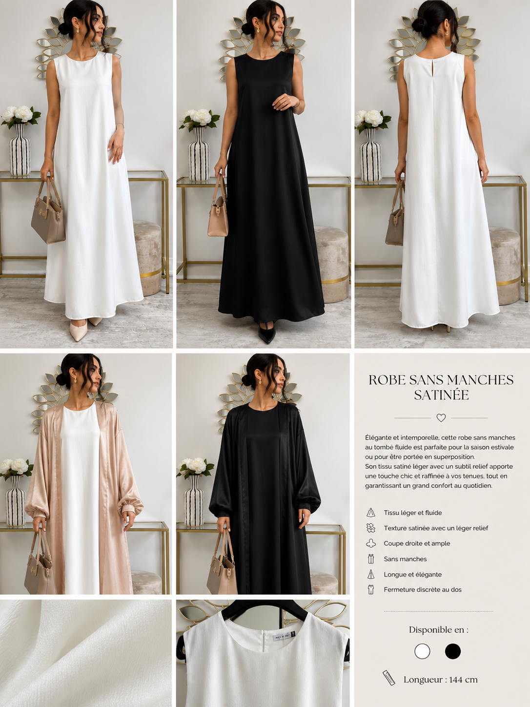 Robe sans manches satiné