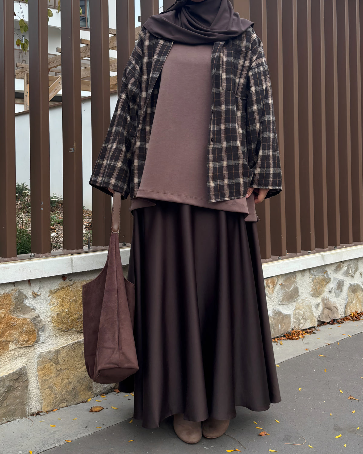 Chemise oversize à carreaux femme – Bordeaux et marron