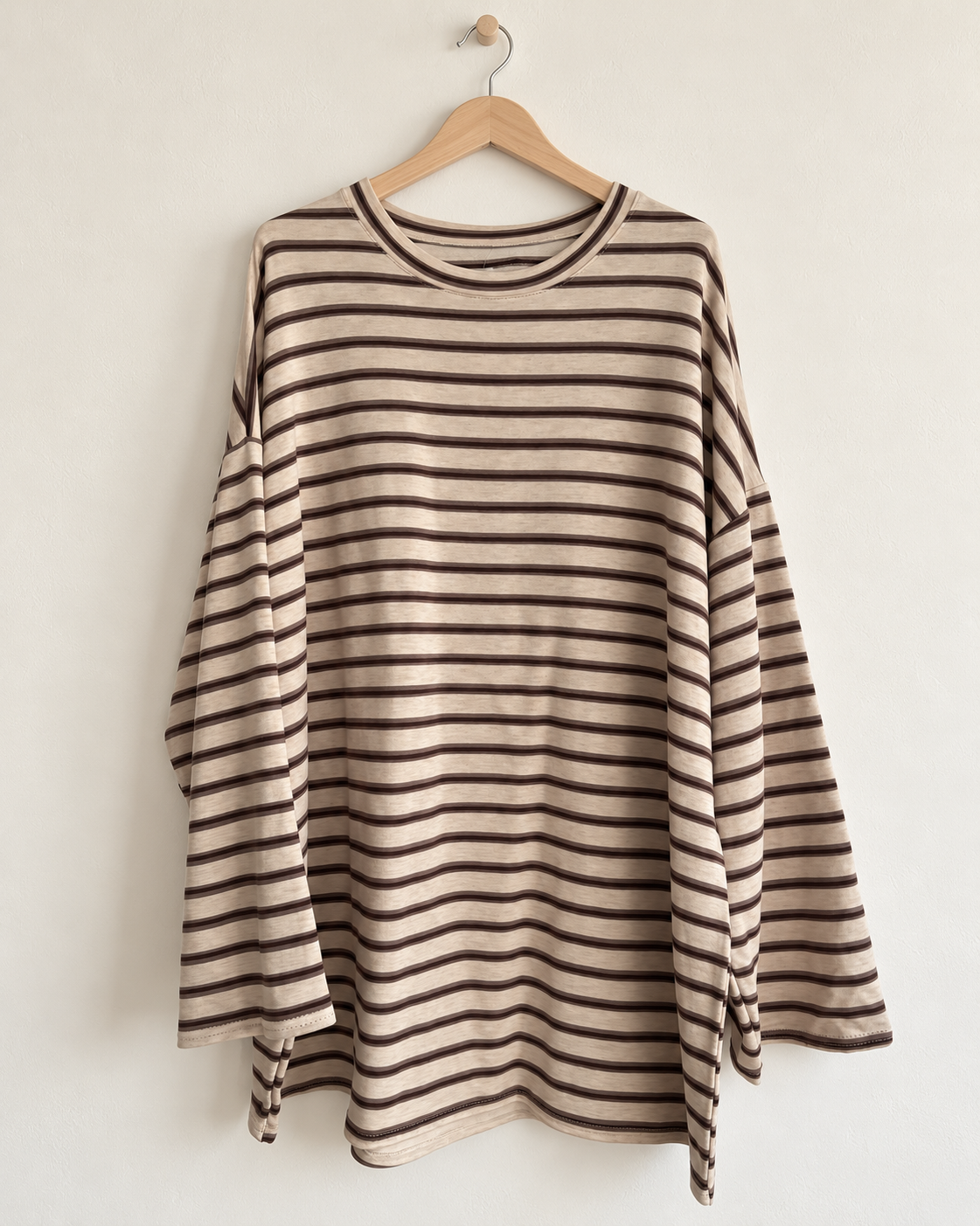 Tee-shirt long oversize à rayures – Manches longues