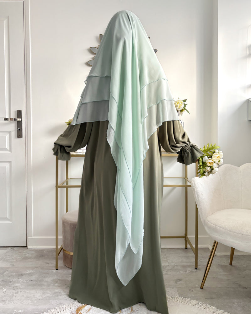 Khimar 3 voiles mousseline vert menthe