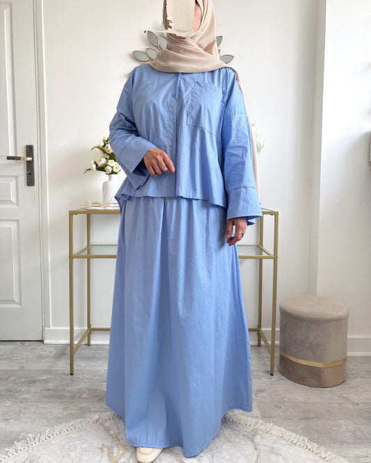 tres tendance jupe longue et chemise  oversize modeste