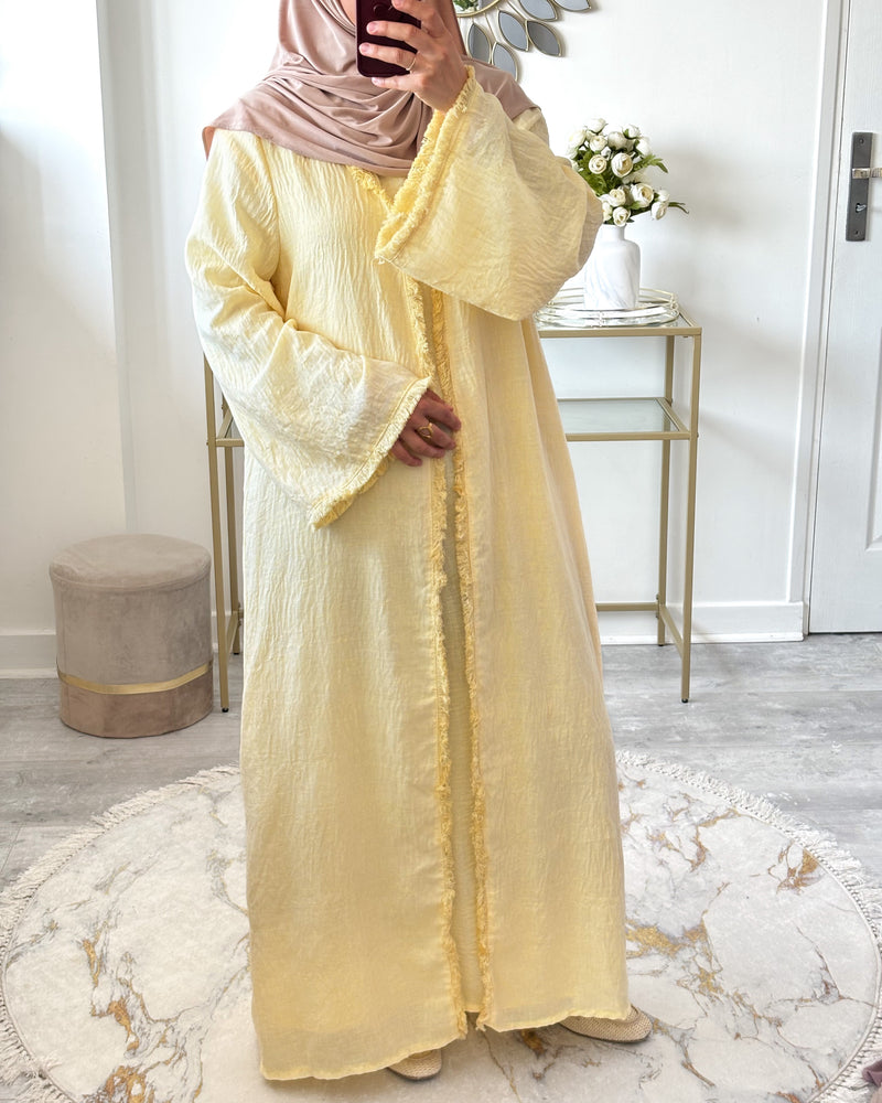 kimono et robe sans manches  effet lin été 