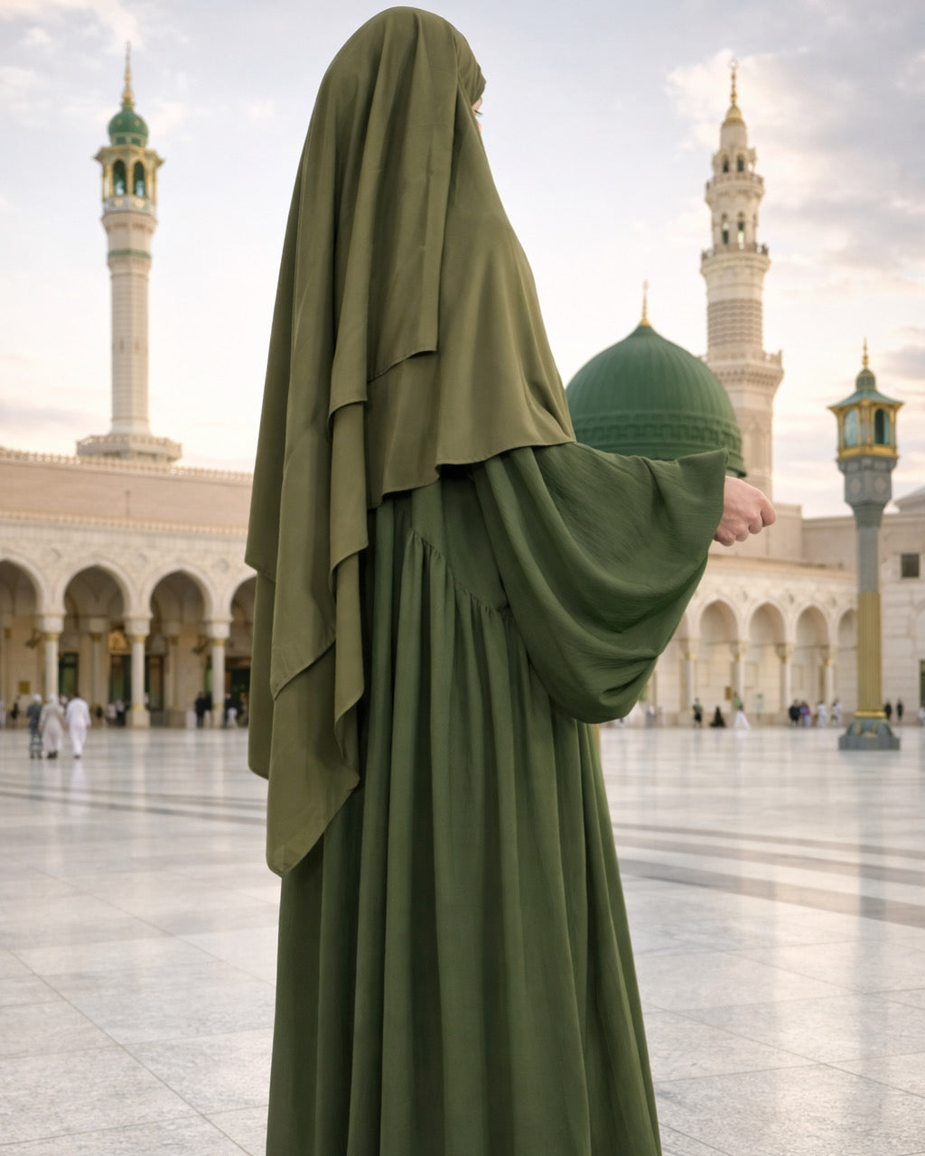 Khimar deux voiles en soie de Médine fluide et couvrant pour femme musulmane