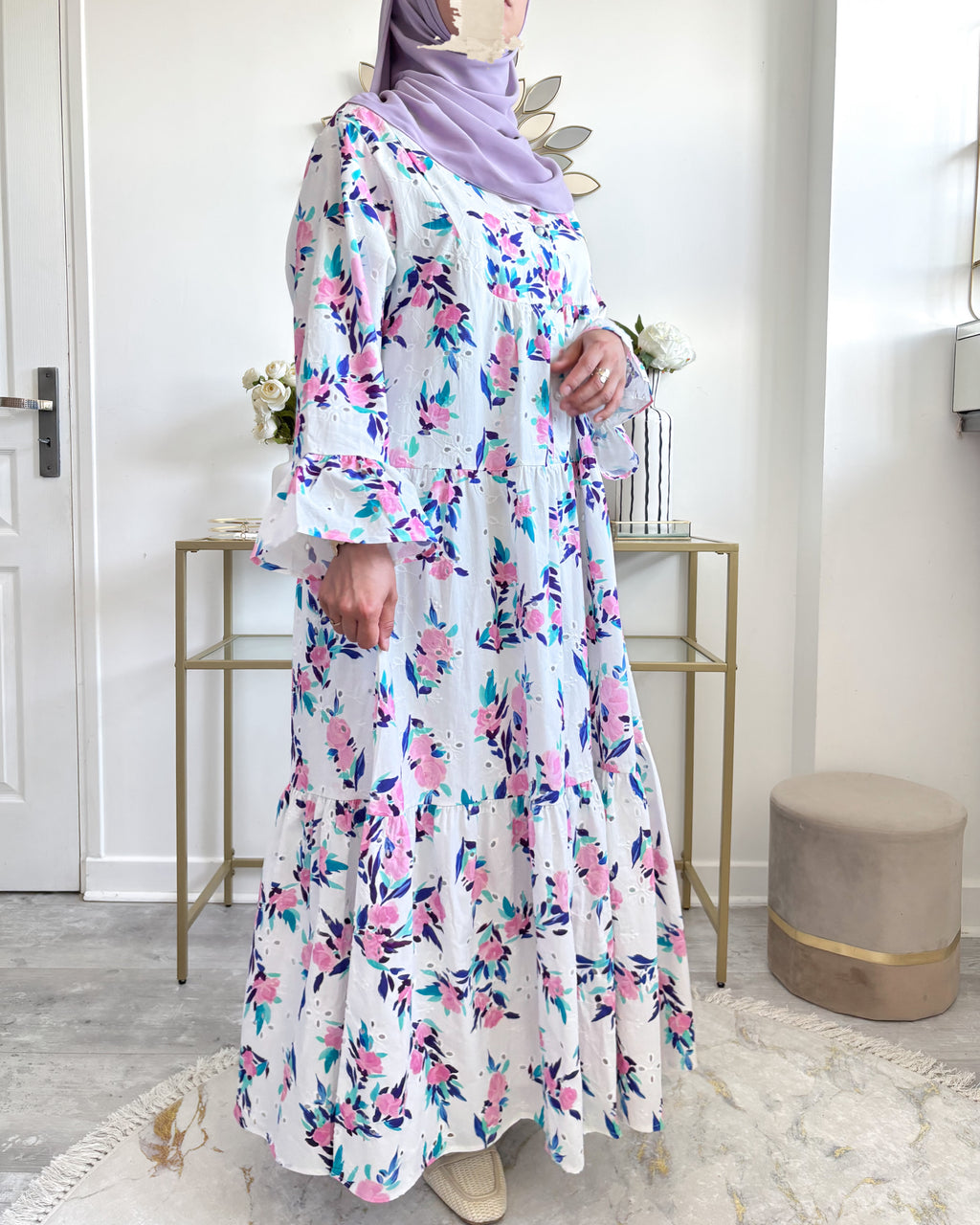 Robe Fleurie Robe Hijab Ete Robe Longue Fleurie En Coton Doublée