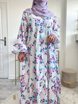 robe blanche modeste coton pour femmes musulmane