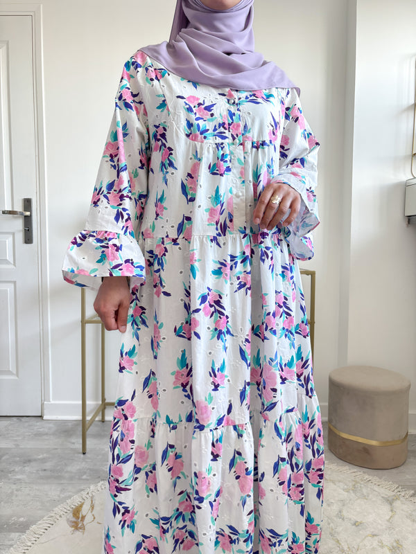 robe blanche modeste coton pour femmes musulmane