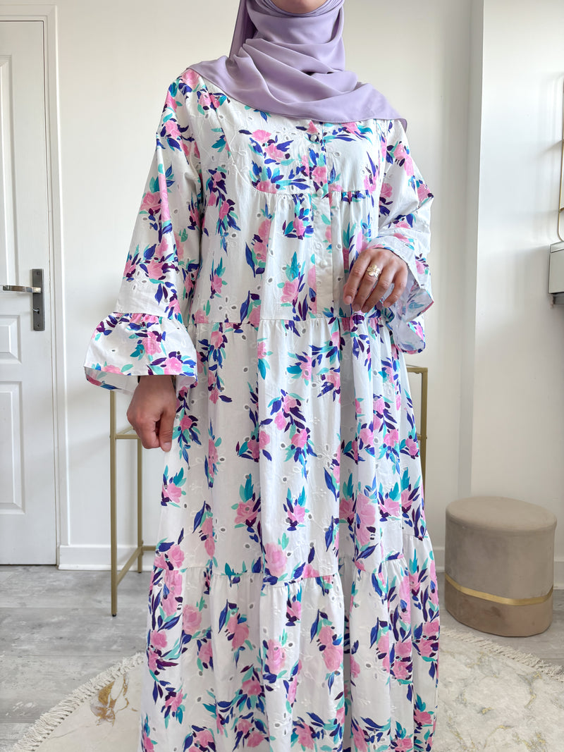 robe blanche modeste coton pour femmes musulmane