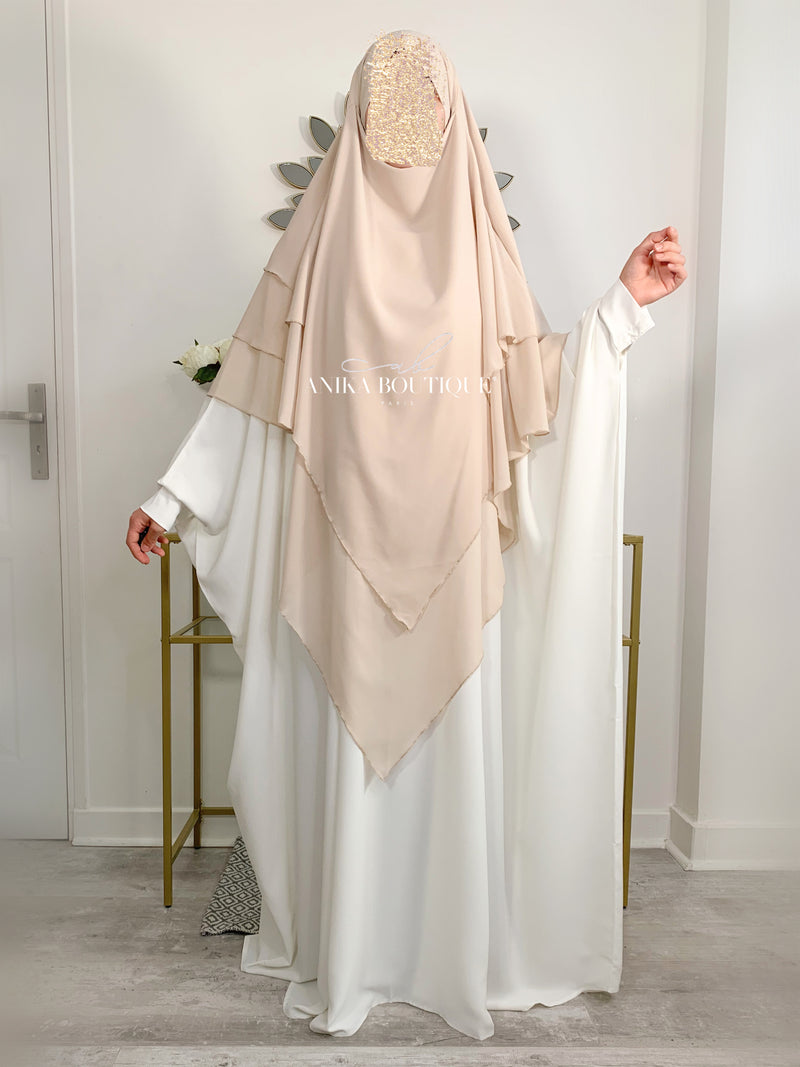 Khimar 3 voiles mousseline beige