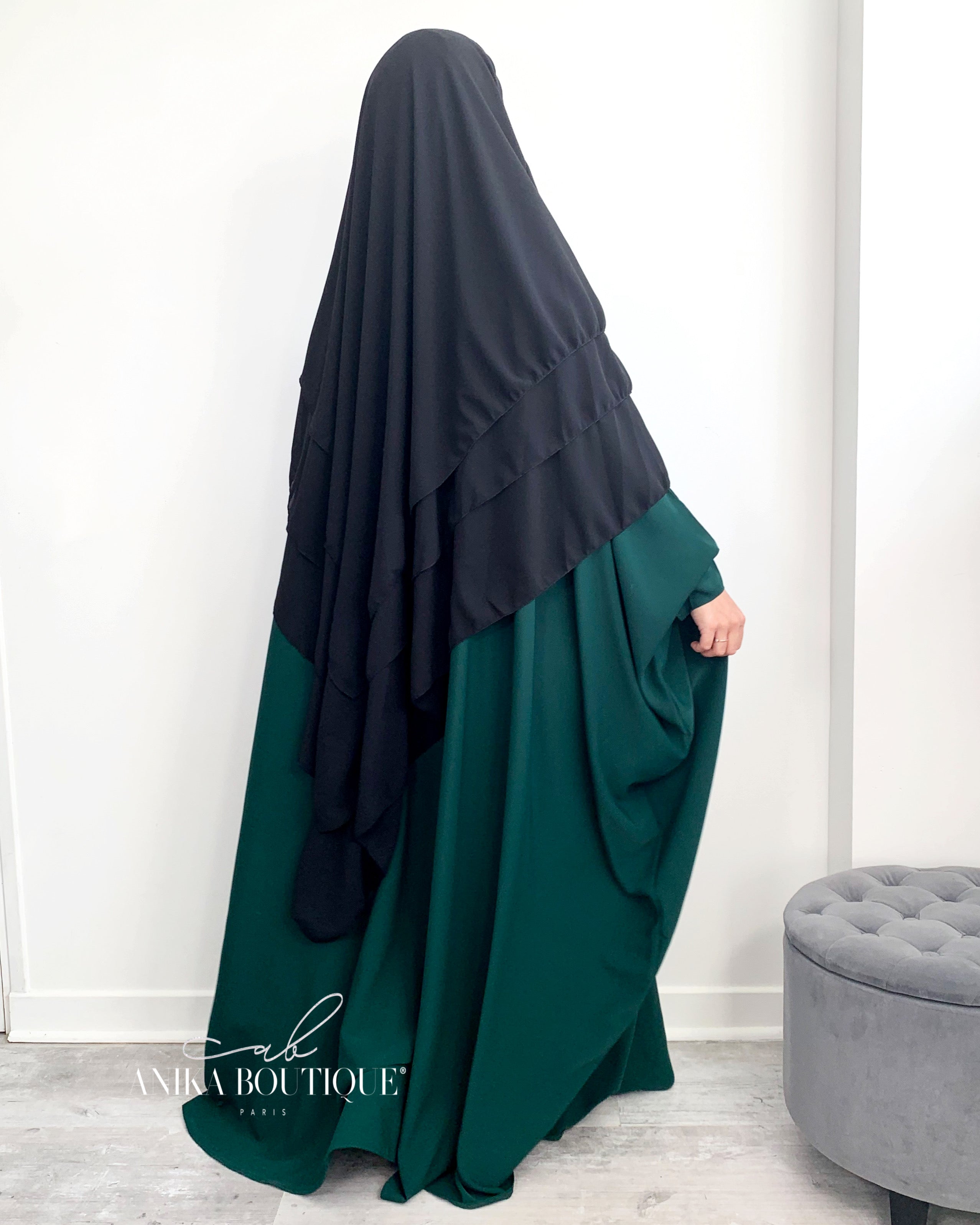 Khimar 3 voiles mousseline noir