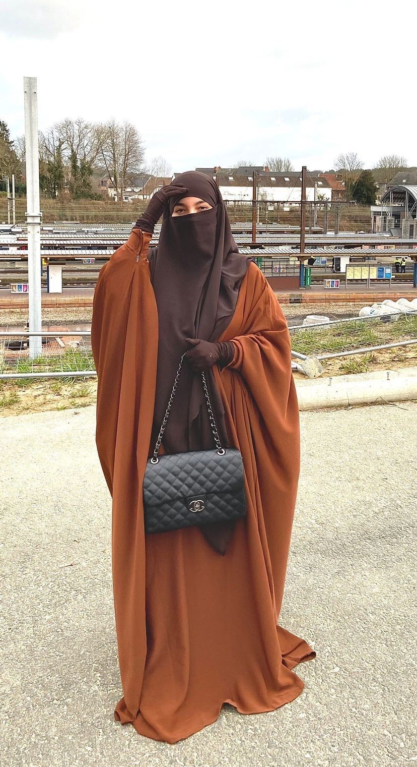 Abaya Nissa soie de medine marron