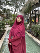 Khimar 3 voiles mousseline bordeau