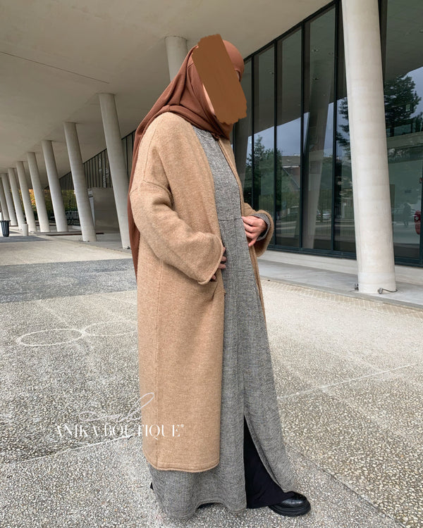 Long Gilet ample camel