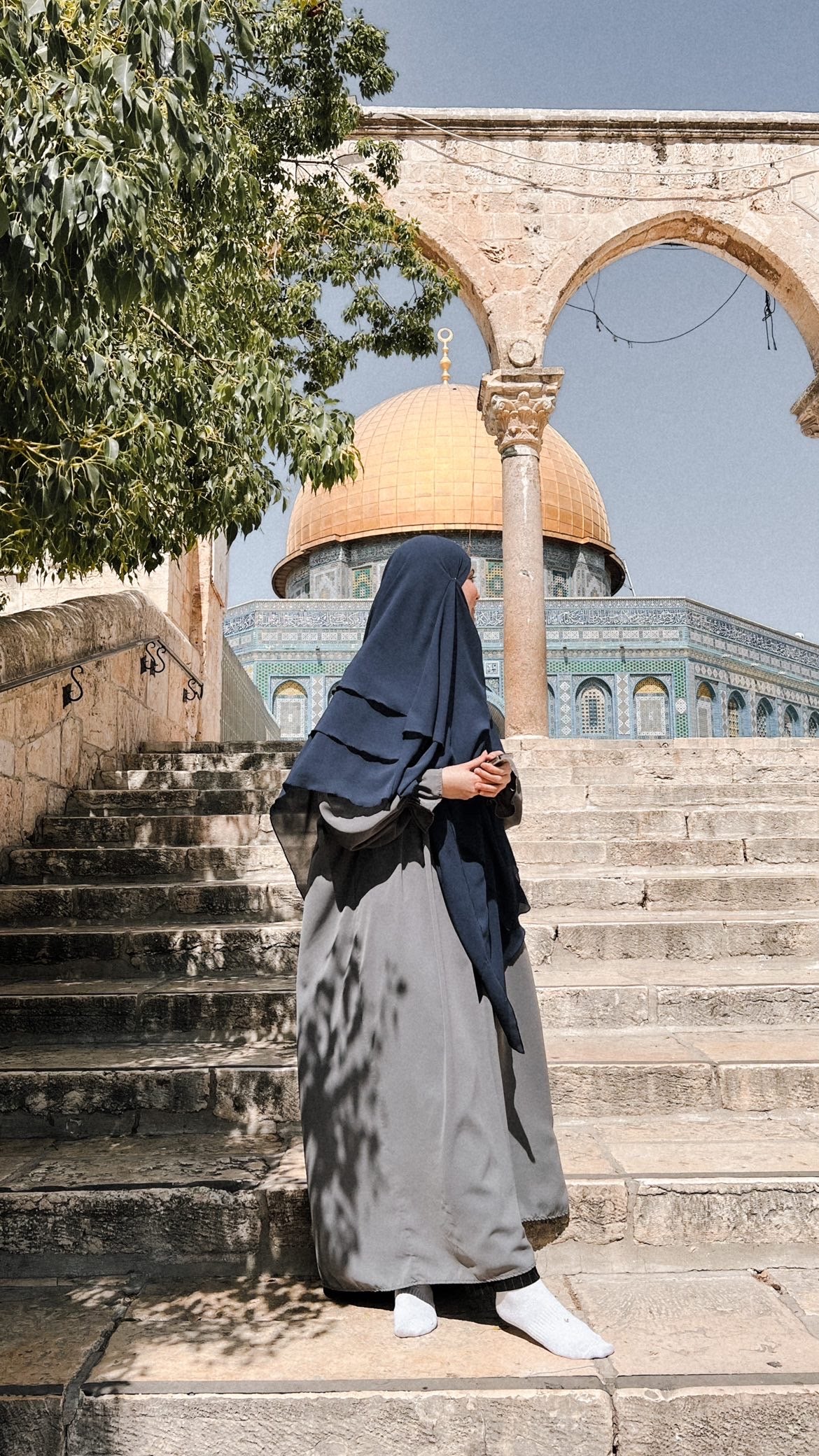 Khimar 3 voiles mousseline bleu marine