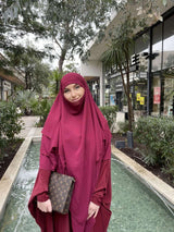 Khimar 3 voiles mousseline bordeau