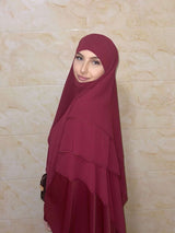 Khimar 3 voiles mousseline bordeau
