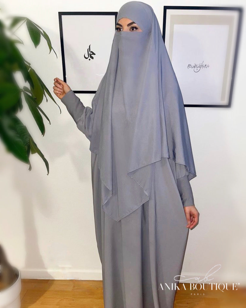 Abaya saoudienne grise clair