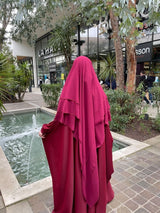 Khimar 3 voiles mousseline bordeau