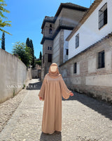 Abaya Namra soie de medine manches bouffantes