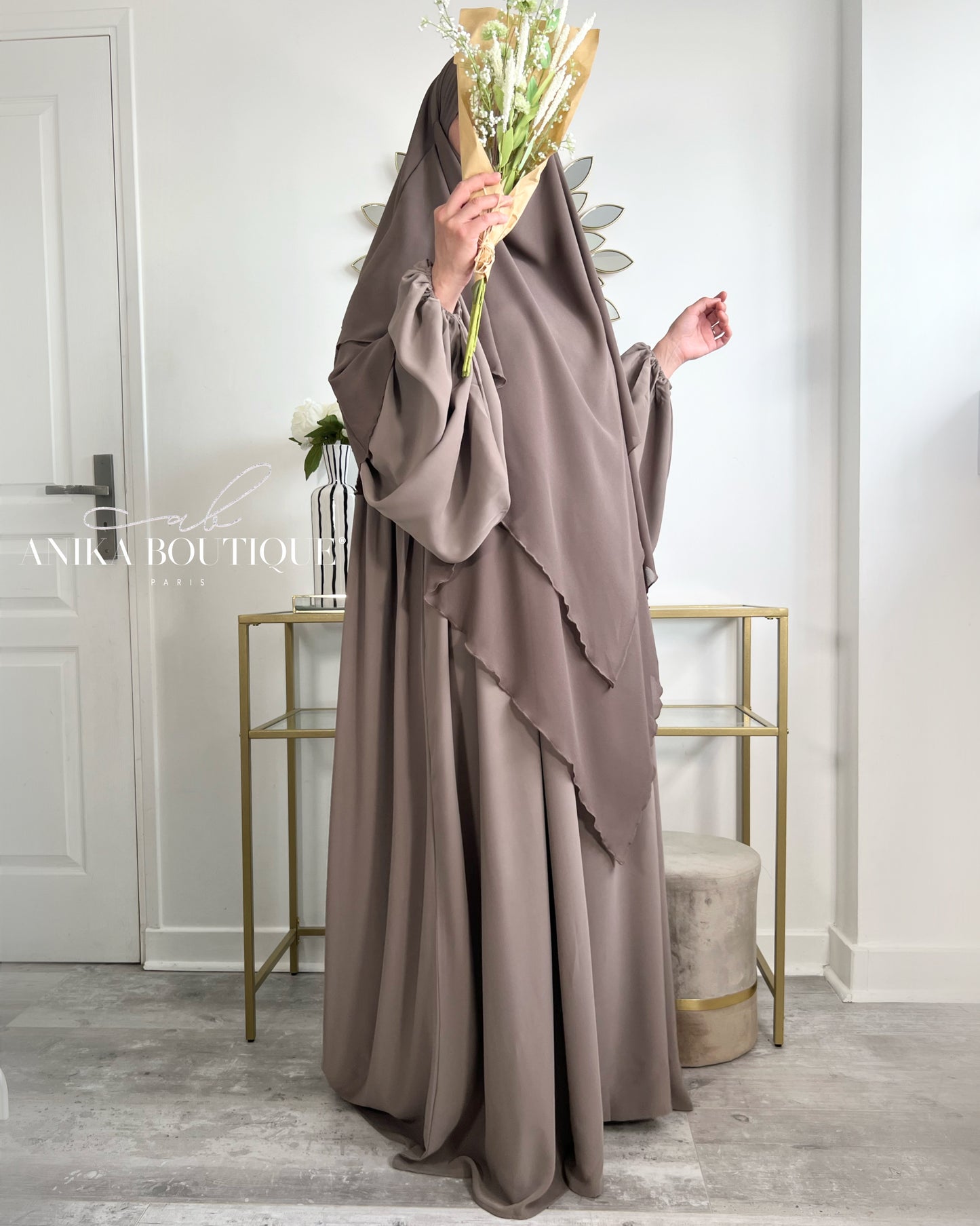 Abaya  Naïla soie de medine manches bouffantes