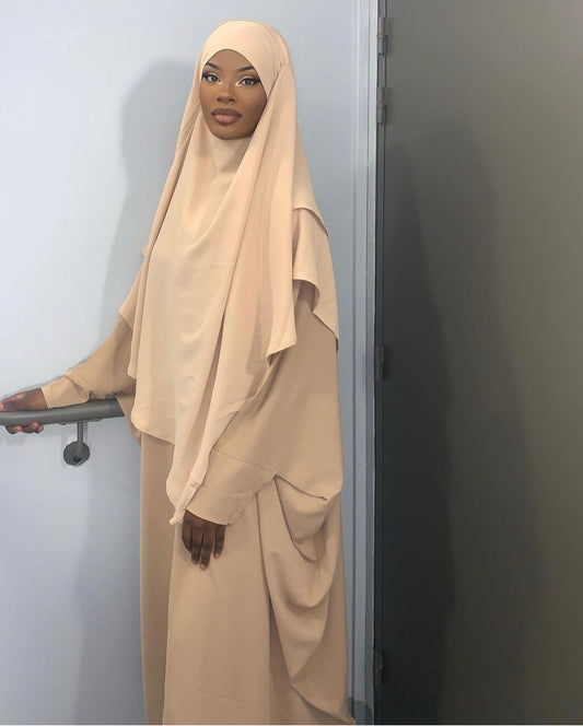 Khimar jazz deux voiles beige