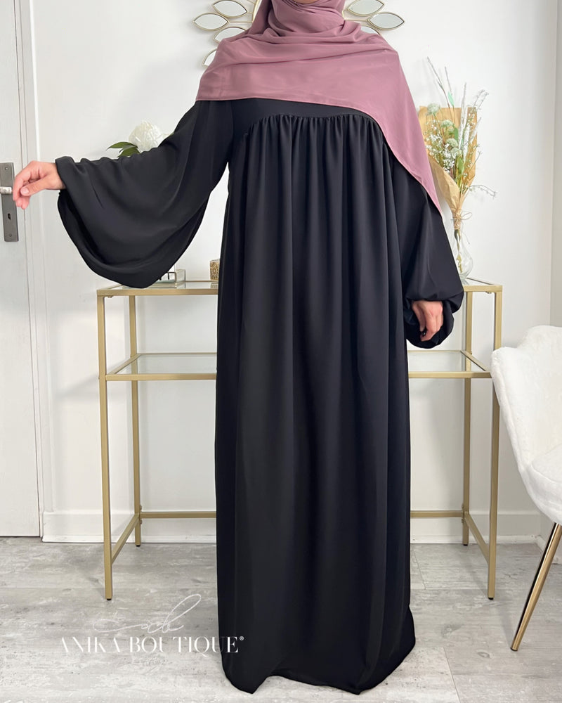 Abaya Namra soie de medine manches bouffantes