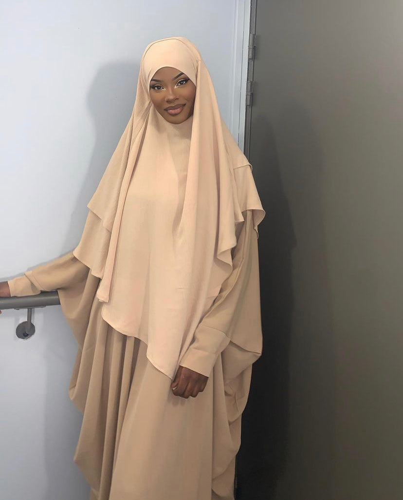 Khimar jazz deux voiles beige