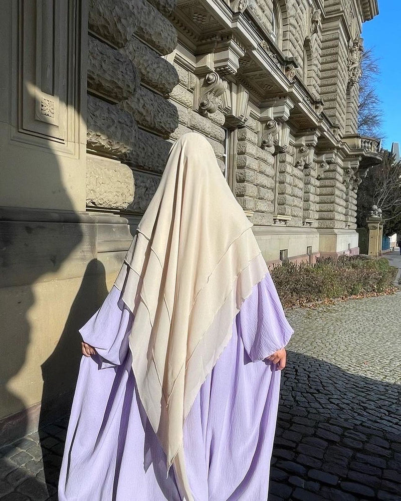 Khimar 3 voiles mousseline beige