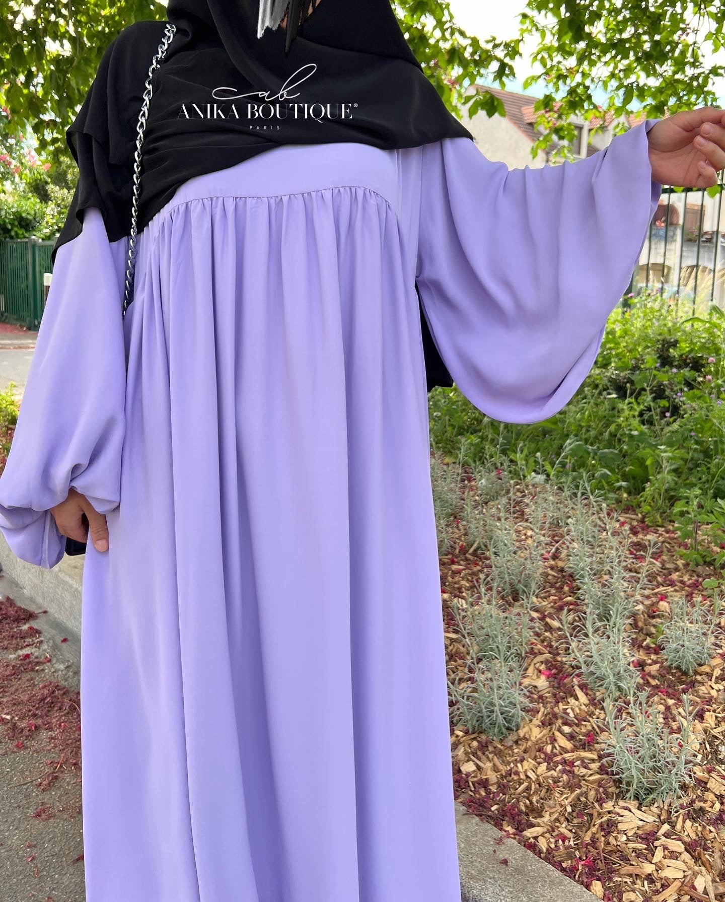 Abaya  Naïla soie de medine manches bouffantes