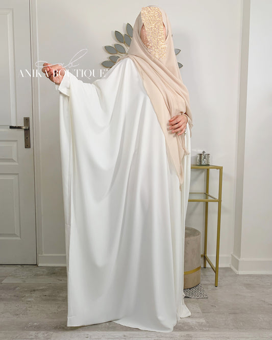 Abaya Nissa soie de medine blanc cassé