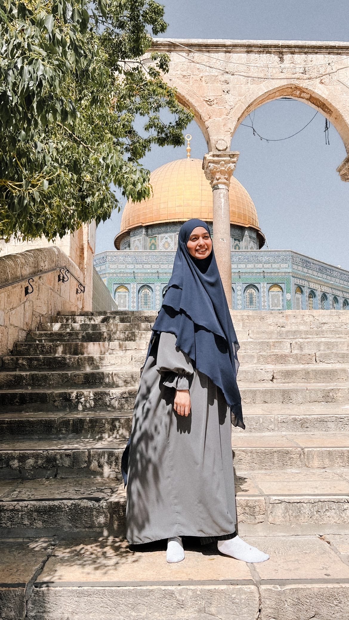 Khimar 3 voiles mousseline bleu marine